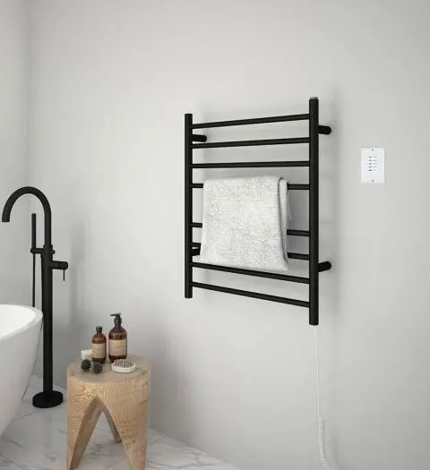 Warmup Multi Bar Ladder Towel Rail Square Tube Matte Black 6 Bars