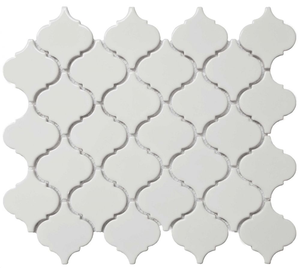 Roca White 2 Lantern Porcelain Mosaic, Lantern Mosaic Tile