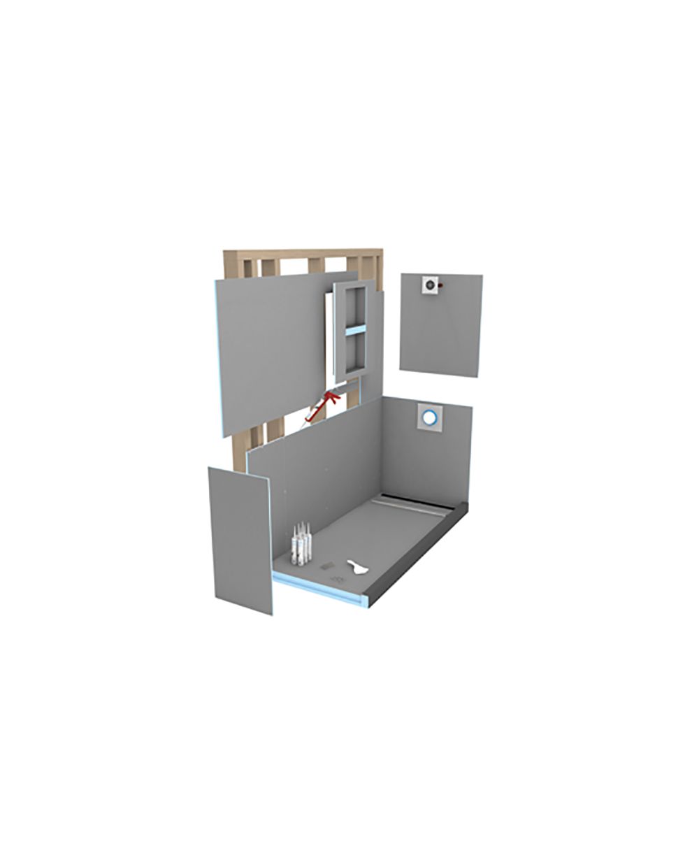 Wedi Fundo Riolito Shower Kit 32 X 72 Us4000010
