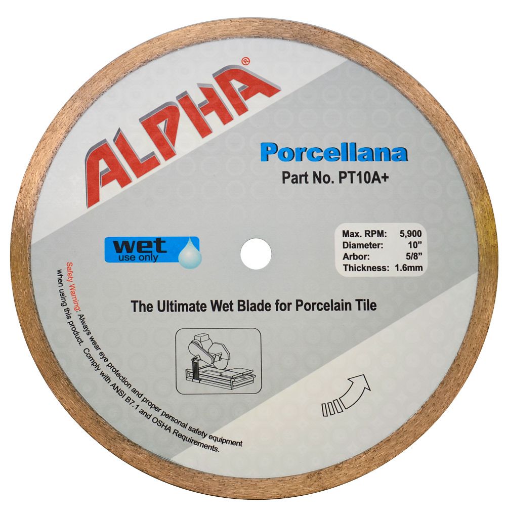 Supreme Grade 10” Porcelain Tile Stone Continuous Rim Blade 