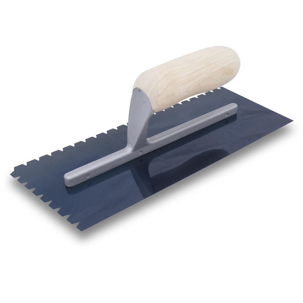 Marshalltown QLT Flat V Notch Trowel w Curved Wood Handle 16