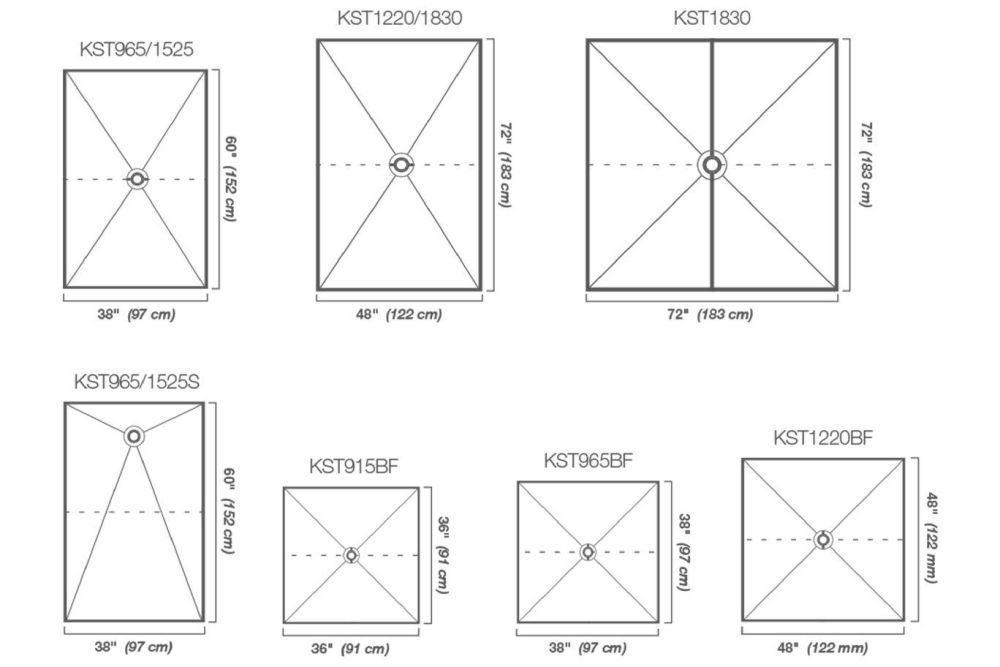 Schluter KERDI-SHOWER-T 48 x 72 Center Drain Shower Tray