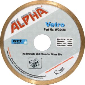Alpha Vetro Premium Wet Cutting Glass Blade - 4-3/8" - 7" - 8" - 10" 