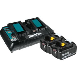Makita BL1850B2DC2 18V LXT Lithium‑Ion Battery and Dual Port Charger Starter Pack (5.0Ah)