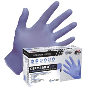 SAS Safety Derma-Med Powder-Free Nitrile Exam Grade Gloves - Box of 100