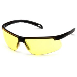 Pyramex Ever-Lite Half Frame No Anti-fog Safety Glasses - SB8630D Black Frame w/ Amber Lens