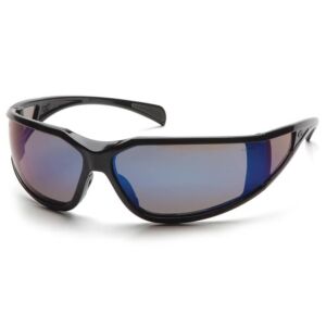 Pyramex Exeter Full Frame Standard Anti-fog Safety Glasses - SB5175DT Glossy Black Frame w/ Blue Mirror