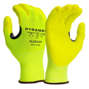 Pyramex GL601HVM Micro-Foam Nitrile Gloves- Hi-Vis Yellow - Medium