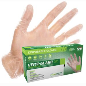 SAS Safety Vinyl-Guard Powder-Free Disposable Gloves - Box of 100